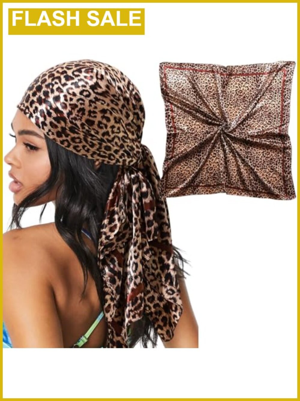 35" Large Satin Silk Hair Scarf Bandana Wrap for Women
